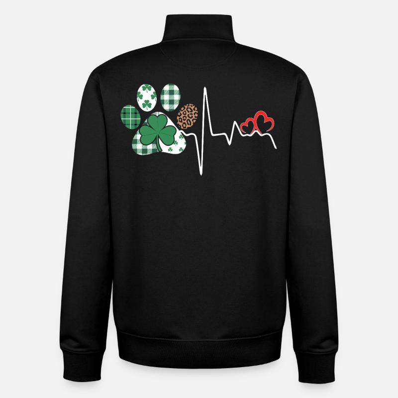 Mélange de motif cœur de trèfle - Sweat zippé unisexe en coton bio Stanley/Stella - noir