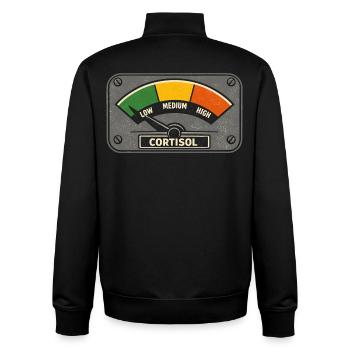 Cortisol Niedrig Messgerät Biologie Spaß - Unisex Organic Zip Sweatshirt von Stanley/Stella - Schwarz - Hinten - AI Model Male 185 light (185cm)