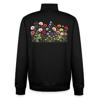Wildflowers meadow with natural watercolor flowers - Unisex Organic Zip Sweatshirt by Stanley/Stella - black - Back - AI Model Male 185 light (185cm)