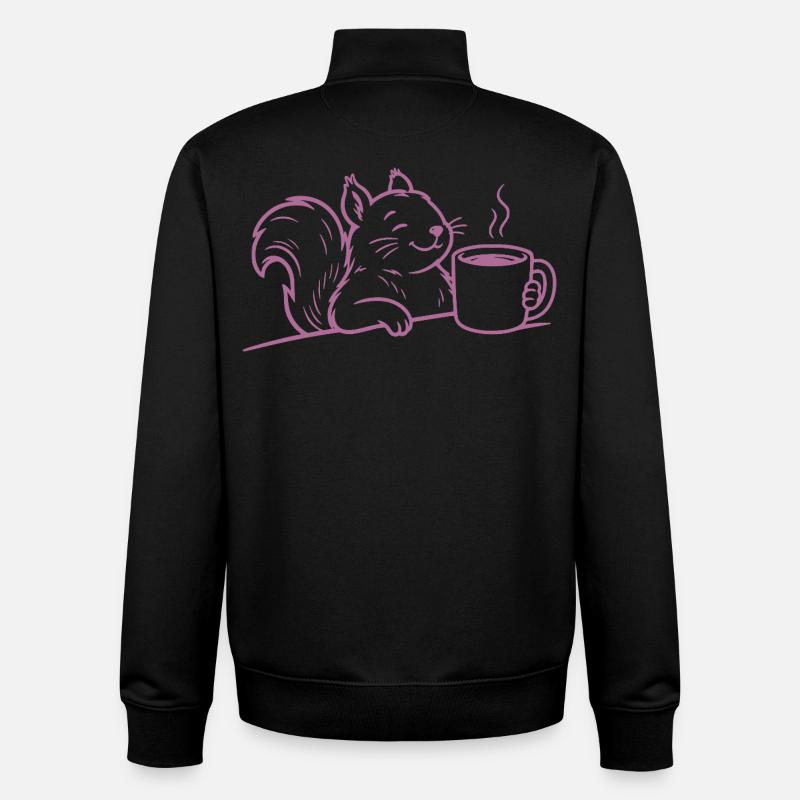 Eichhörnchen Kaffee Illustration Kaffeeliebe - Unisex Organic Zip Sweatshirt von Stanley/Stella - Schwarz