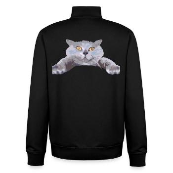 Chat - - Sweat zippé unisexe en coton bio Stanley/Stella - noir - Dos - AI Model Male 185 light (185cm)