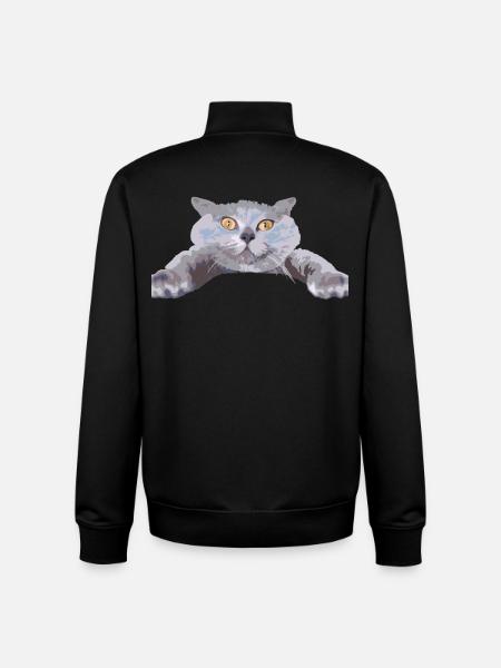 Chat - - Sweat zippé unisexe en coton bio Stanley/Stella - noir