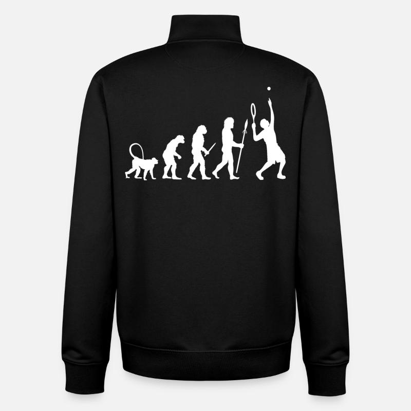 Évolution du tennis - Sweat zippé unisexe en coton bio Stanley/Stella - noir