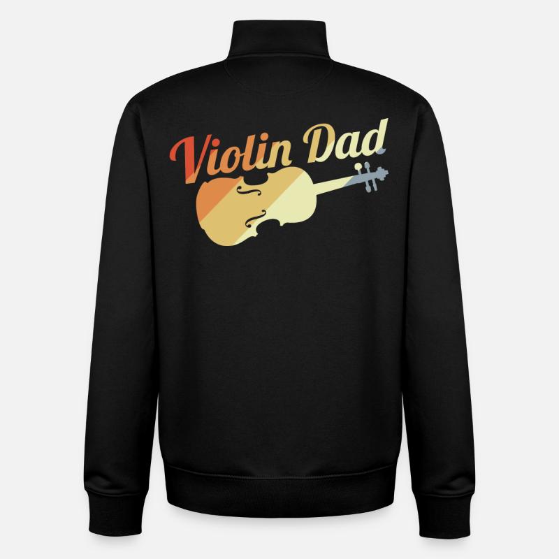 Papa violoniste - Sweat zippé unisexe en coton bio Stanley/Stella - noir