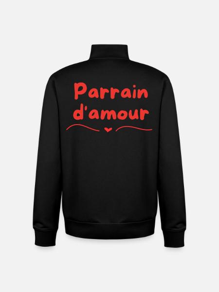 Parrain d'amour - Sweat zippé unisexe en coton bio Stanley/Stella - noir