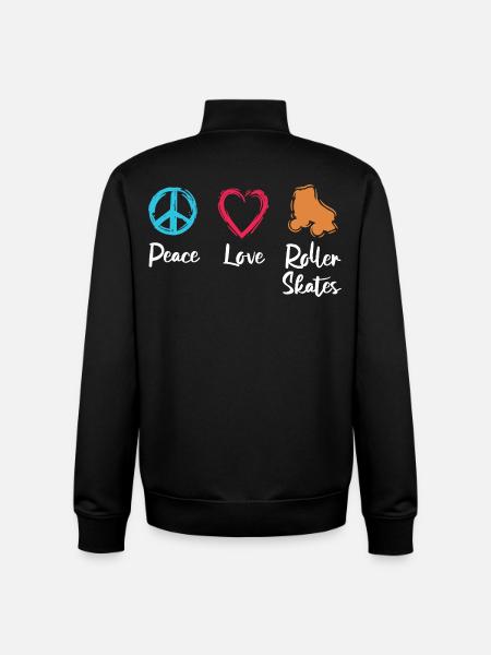 Frieden Liebe Rollerskates - Unisex Organic Zip Sweatshirt von Stanley/Stella - Schwarz