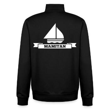 Mamitän Lustiges Wortspiel Kapitän Mama Anker - Unisex Organic Zip Sweatshirt von Stanley/Stella - Schwarz - Hinten - AI Model Male 185 light (185cm)