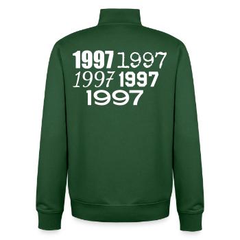 1997 - Unisex Organic Zip Sweatshirt von Stanley/Stella - Flaschengrün - Hinten - AI Model Male 185 dark (185cm)