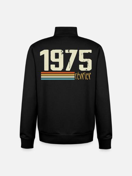 February 1975 - February 1975 Anniversary 1975 - Unisex Organic Zip Sweatshirt by Stanley/Stella - black