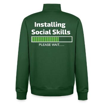 Social Skills Loading Funny Software Programmer - Unisex Organic Zip Sweatshirt by Stanley/Stella - bottle green - Back - AI Model Male 185 dark (185cm)