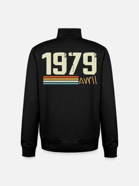 Born in April 1979 - Unisex Organic Zip Sweatshirt by Stanley/Stella - black