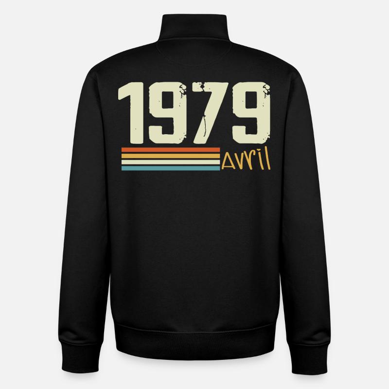 Born in April 1979 - Unisex Organic Zip Sweatshirt by Stanley/Stella - black