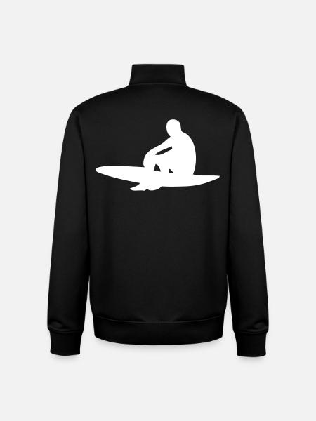 Surfer with surfboard - Unisex Organic Zip Sweatshirt by Stanley/Stella - black