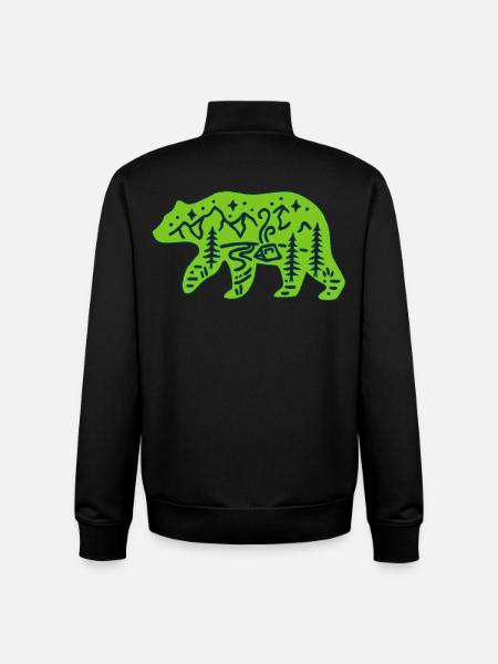 Nature totem green bear - Unisex Organic Zip Sweatshirt by Stanley/Stella - black