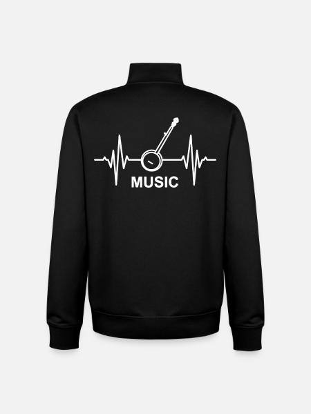 Banjo Music Heartbeat - Unisex Organic Zip Sweatshirt by Stanley/Stella - black