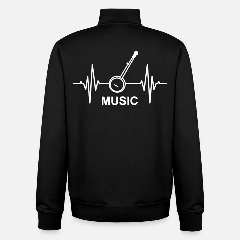 Banjo Music Heartbeat - Sweat zippé unisexe en coton bio Stanley/Stella - noir