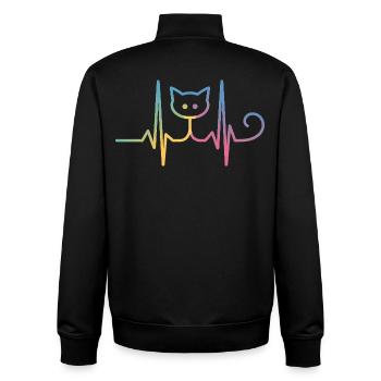 Katze EKG Herzschlag Regenbogen Motiv - Unisex Organic Zip Sweatshirt von Stanley/Stella - Schwarz - Hinten - AI Model Male 185 light (185cm)