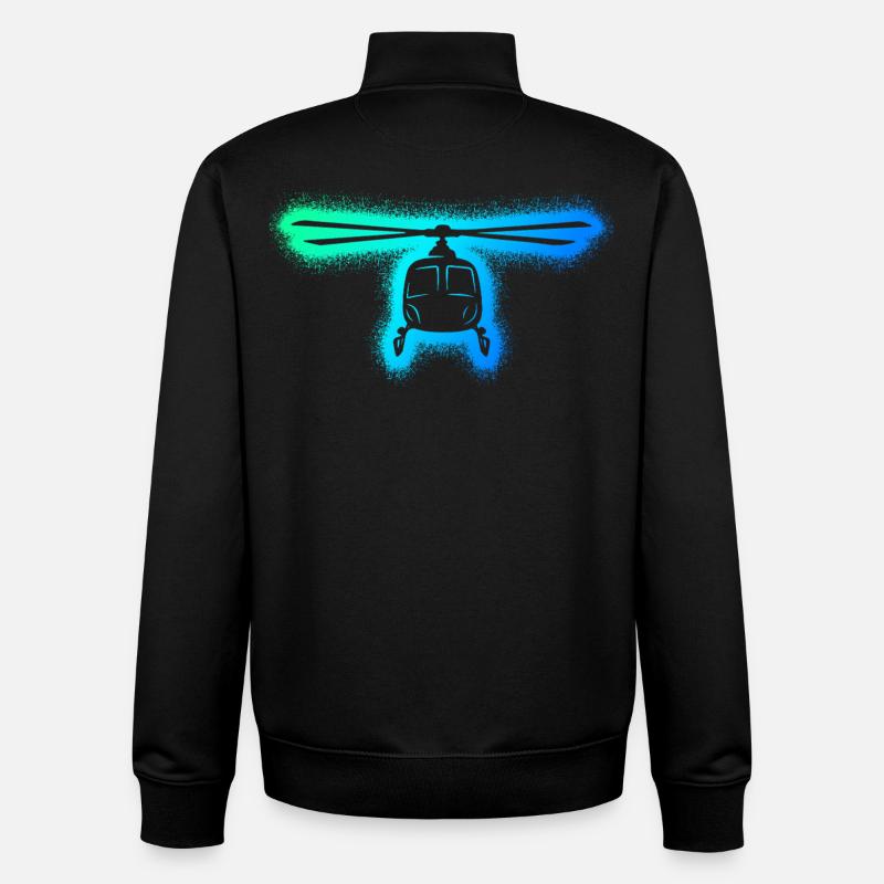 Pilote d’hélicoptère Enfants Hommes Garçons Hélicoptère - Sweat zippé unisexe en coton bio Stanley/Stella - noir