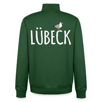 Lübeck Möwe - Unisex Organic Zip Sweatshirt von Stanley/Stella - Flaschengrün - Hinten - AI Model Male 185 dark (185cm)