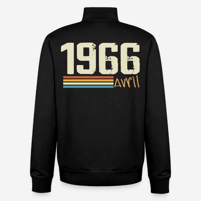 Né en avril 1966 - Sweat zippé unisexe en coton bio Stanley/Stella - noir