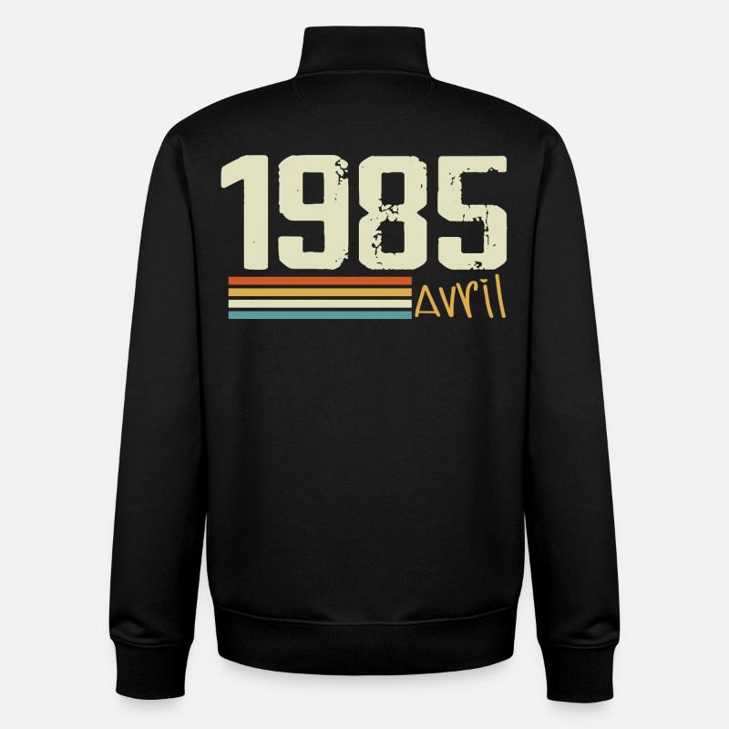 Né en avril 1985 - Sweat zippé unisexe en coton bio Stanley/Stella - noir