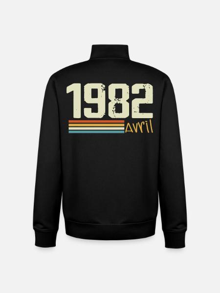 Né en avril 1982 - Sweat zippé unisexe en coton bio Stanley/Stella - noir