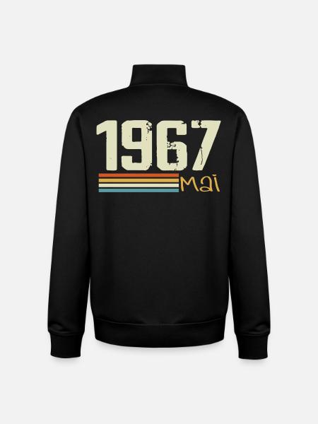 Mai 1967 - Sweat zippé unisexe en coton bio Stanley/Stella - noir
