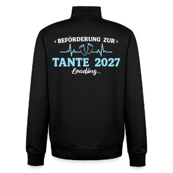 Tante 2027 Beförderung zur Tante Geschenk - Unisex Organic Zip Sweatshirt von Stanley/Stella - Schwarz - Hinten - AI Model Male 185 light (185cm)