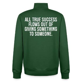 all true success flows out of giving something - Unisex Organic Zip Sweatshirt von Stanley/Stella - Flaschengrün - Hinten - AI Model Male 185 dark (185cm)