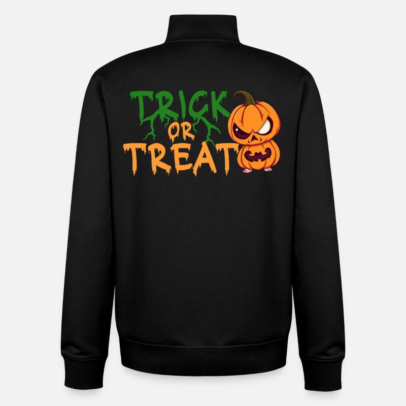 Citrouille d’Halloween Trick or Treat - Sweat zippé unisexe en coton bio Stanley/Stella - noir