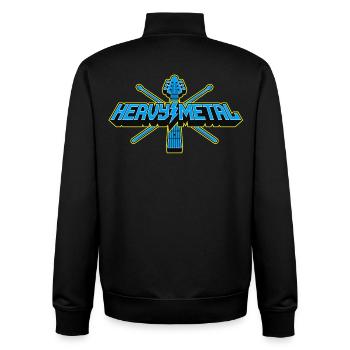 Logo 3D de guitare heavy metal et baguettes de batterie - Sweat zippé unisexe en coton bio Stanley/Stella - noir - Dos - AI Model Male 185 light (185cm)