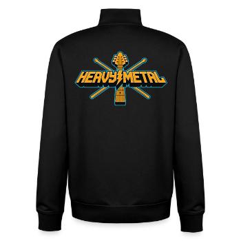 Heavy Metal 3D Logo with Guitar and Drumsticks - Unisex Organic Zip Sweatshirt by Stanley/Stella - black - Back - AI Model Male 185 light (185cm)