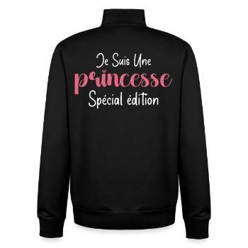 je suis une princesse spécial édition - Sweat zippé unisexe en coton bio Stanley/Stella - noir - Dos - AI Model Male 185 light (185cm)