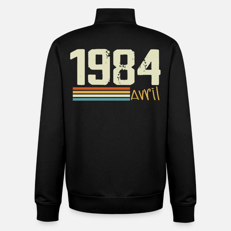 Born in April 1984 - Unisex Organic Zip Sweatshirt by Stanley/Stella - black