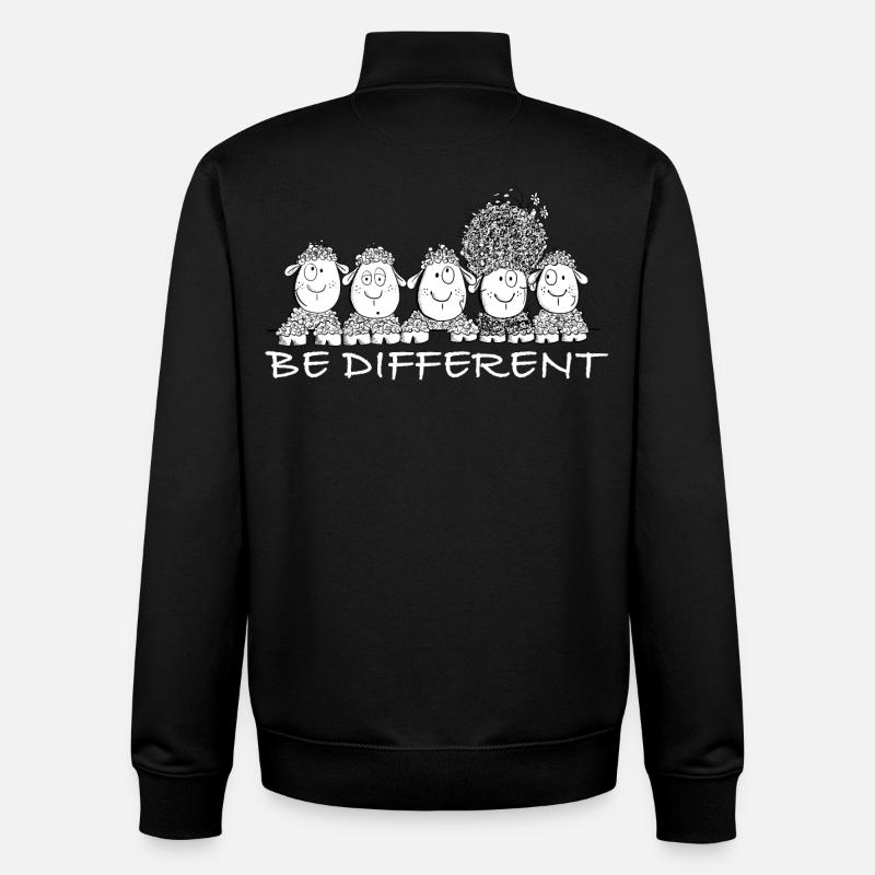 Be Different Sheep with Saying - Unisex Organic Zip Sweatshirt by Stanley/Stella - black