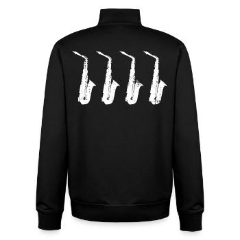 Modèles de saxophones rétro - Sweat zippé unisexe en coton bio Stanley/Stella - noir - Dos - AI Model Male 185 light (185cm)