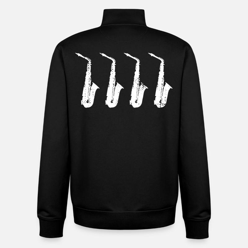 Retro Saxophon Modelle - Unisex Organic Zip Sweatshirt von Stanley/Stella - Schwarz