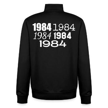 1984 - Unisex Organic Zip Sweatshirt von Stanley/Stella - Schwarz - Hinten - AI Model Male 185 light (185cm)