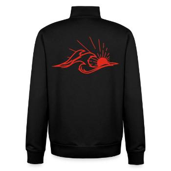 Les vagues et le soleil rouge - Sweat zippé unisexe en coton bio Stanley/Stella - noir - Dos - AI Model Male 185 light (185cm)
