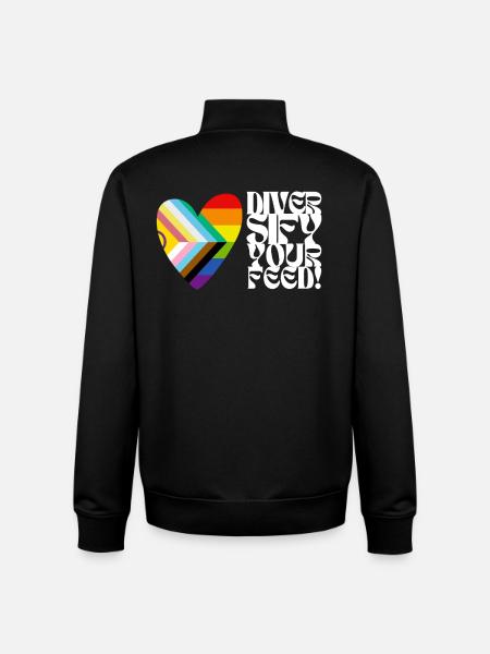 🌈♿ Diversify Your Feed–Progress Pride&Disability - Unisex Organic Zip Sweatshirt by Stanley/Stella - black