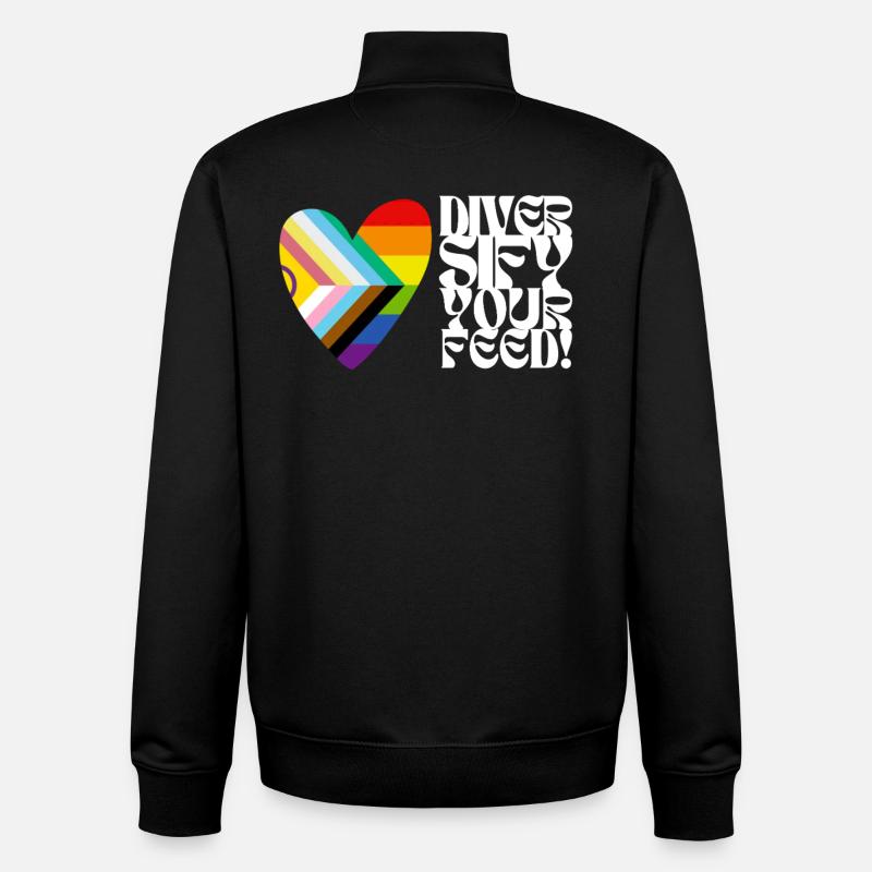 🌈♿ Diversify Your Feed–Progress Pride&Disability - Unisex Organic Zip Sweatshirt von Stanley/Stella - Schwarz