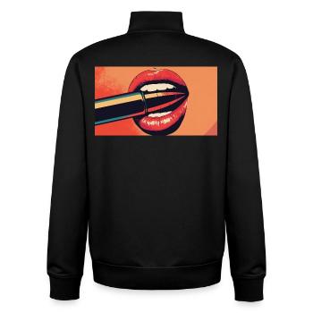 Lippen PopArt Kuss - Unisex Organic Zip Sweatshirt von Stanley/Stella - Schwarz - Hinten - AI Model Male 185 light (185cm)