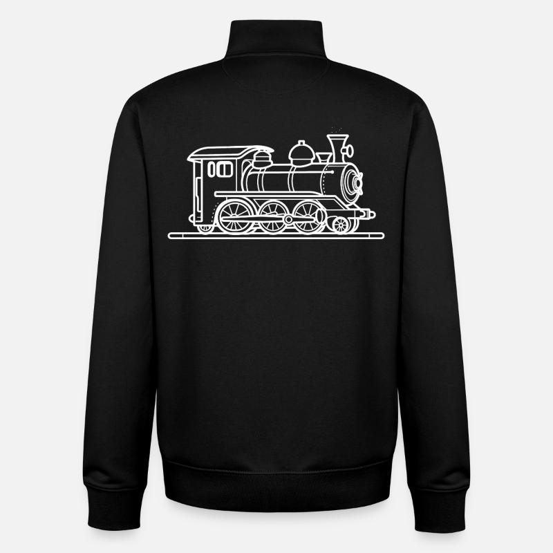 Dessin ferroviaire - Sweat zippé unisexe en coton bio Stanley/Stella - noir