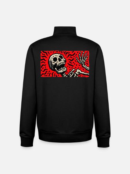 Skelett im Blutrot Retro-Print - Unisex Organic Zip Sweatshirt von Stanley/Stella - Schwarz