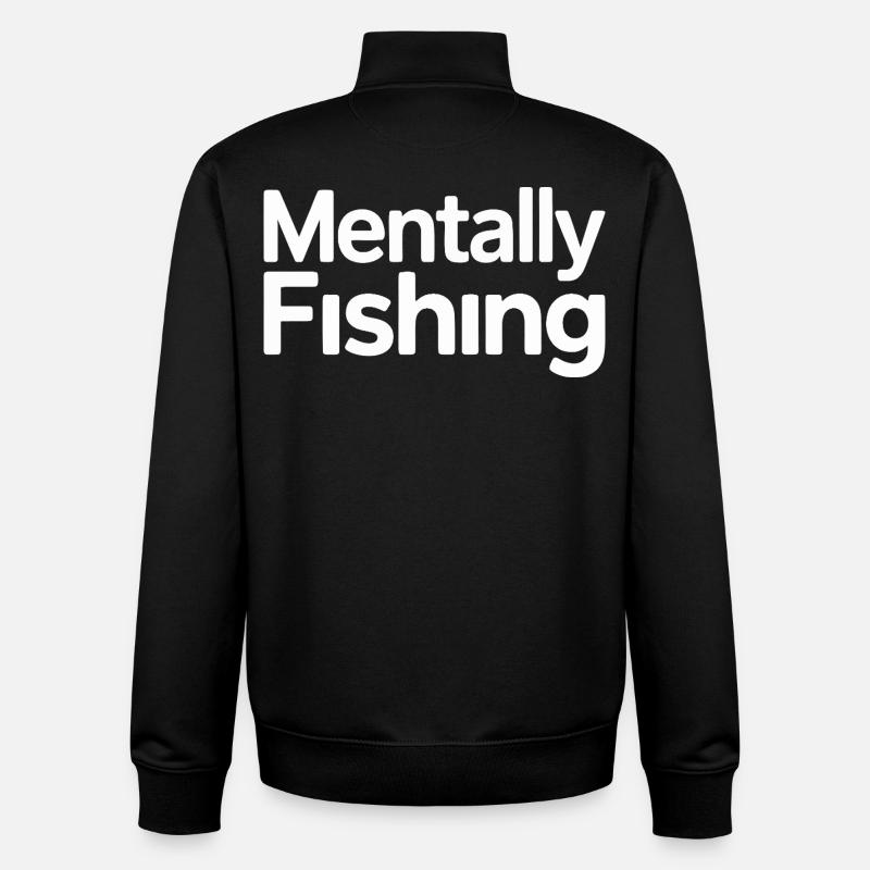 Conception humoristique de pêche mentale - Sweat zippé unisexe en coton bio Stanley/Stella - noir