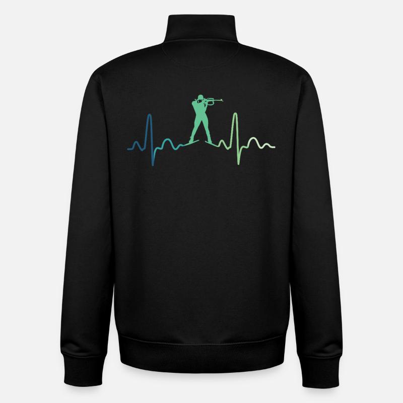 biathlon battement de coeur biathlete - Sweat zippé unisexe en coton bio Stanley/Stella - noir