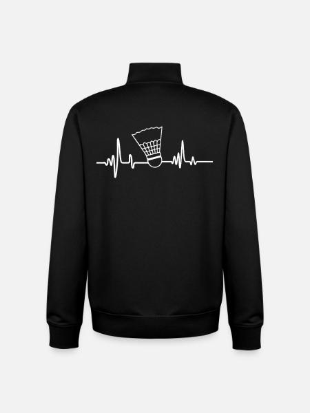 Badminton heartbeat badminton player - Unisex Organic Zip Sweatshirt by Stanley/Stella - black