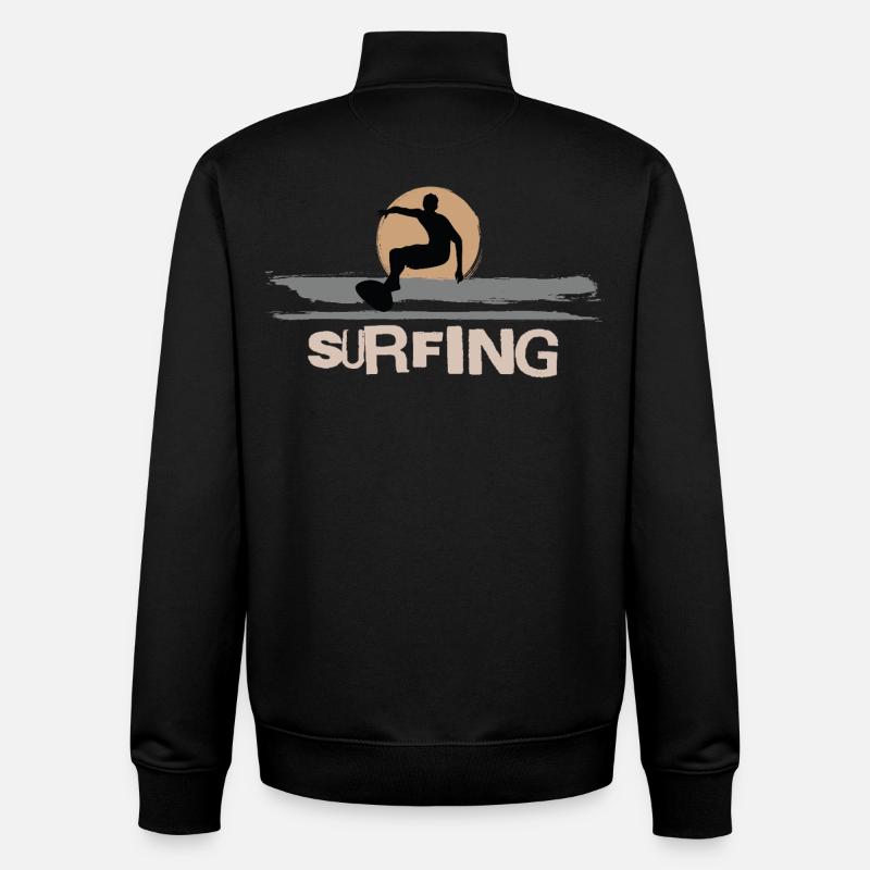 Surf Surfen Surfer - Sweat zippé unisexe en coton bio Stanley/Stella - noir