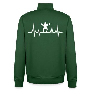 Weightlifter heartbeat gym - Unisex Organic Zip Sweatshirt by Stanley/Stella - bottle green - Back - AI Model Male 185 dark (185cm)