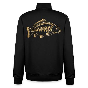 Karpfenfisch minimalistisches Angeldesign - Unisex Organic Zip Sweatshirt von Stanley/Stella - Schwarz - Hinten - AI Model Male 185 light (185cm)